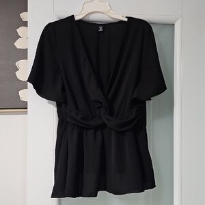 SHEIN Black Wrap Blouse